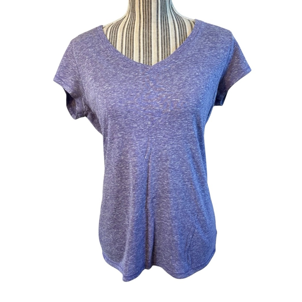 No Boundaries Tee Large Jrs Heather Purple V-Neck Short Sleeve Cotton Poly